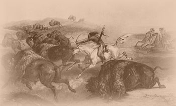 Bison hunting [after WIED, 1834]